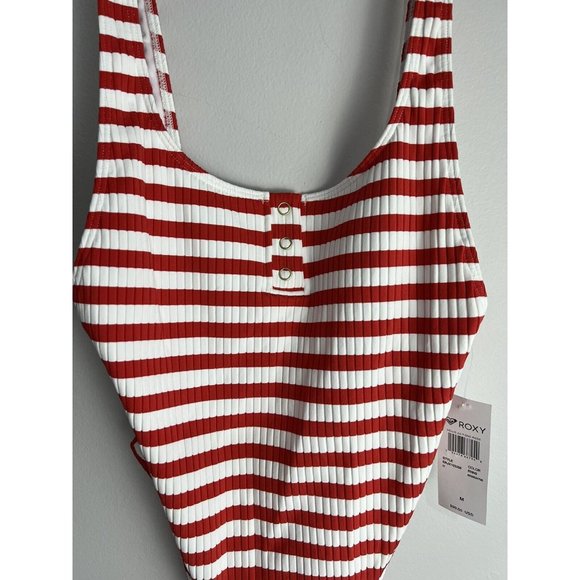 Roxy Hello July Red/White Striped One Piece Swimsuit Medium NWT - Picture 7 of 7